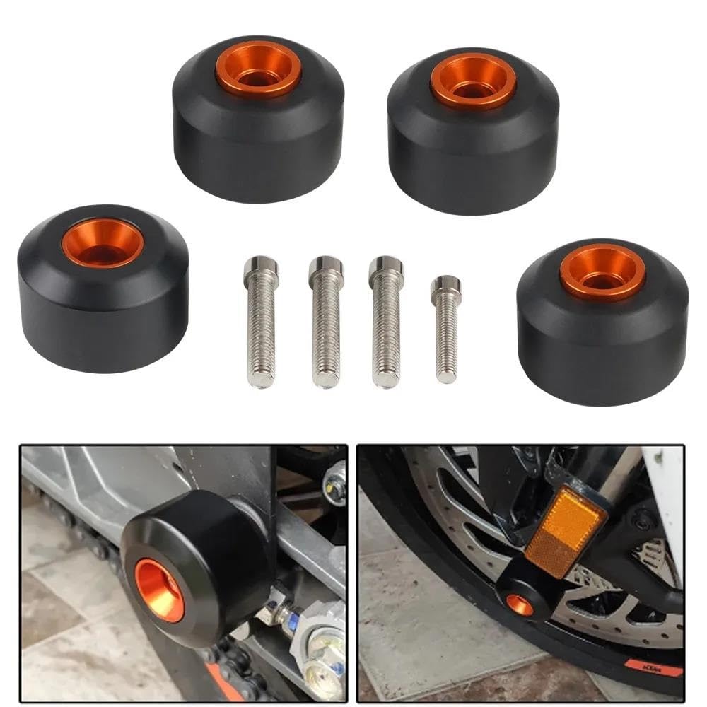 SKINII 4 Pezzi Forcella Anteriore E Posteriore Moto Ruota Paratelaio per 125 per 390 per 200 per Duke Collisione Baseball in Gomma Collisione Protezione Protezione Paraurti Copertura