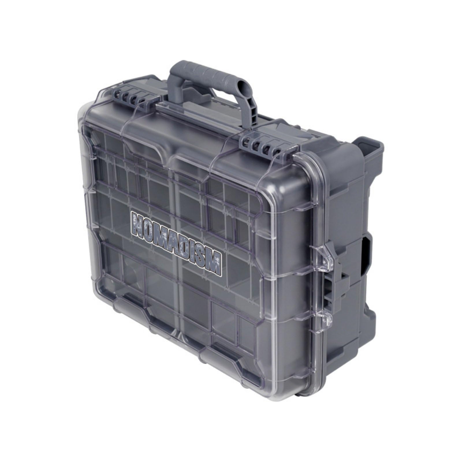 F Fityle Estuche de Pesca Impermeable Caja Organizador Maletín Contenedor con Compartimentos Rígidos y Cierre Seguro Material PP con Bandejas Extraíbles, Array, Gris