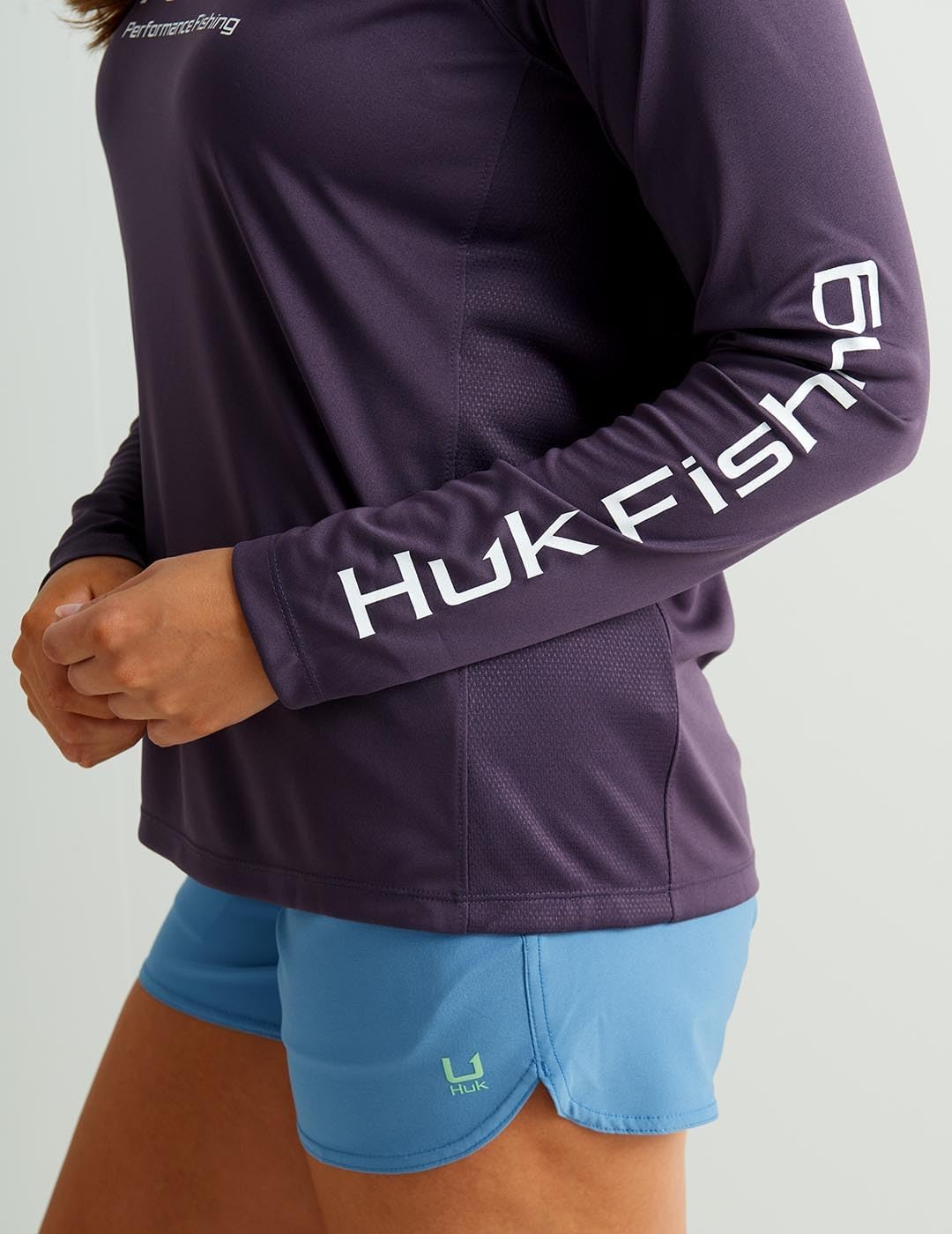 HUK Womens Pursuit Patterned Crew Long Sleeve Shirt, Performance Shirt - Image 3