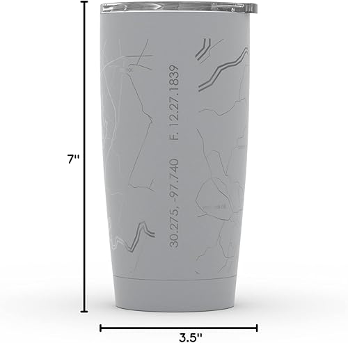 Vista 76 de Well Told Vaso de café aislado con diseño de mapa de Nueva York grabado, taza de acero inoxidable grabada (20 onzas, negro) con aislamiento de mapa