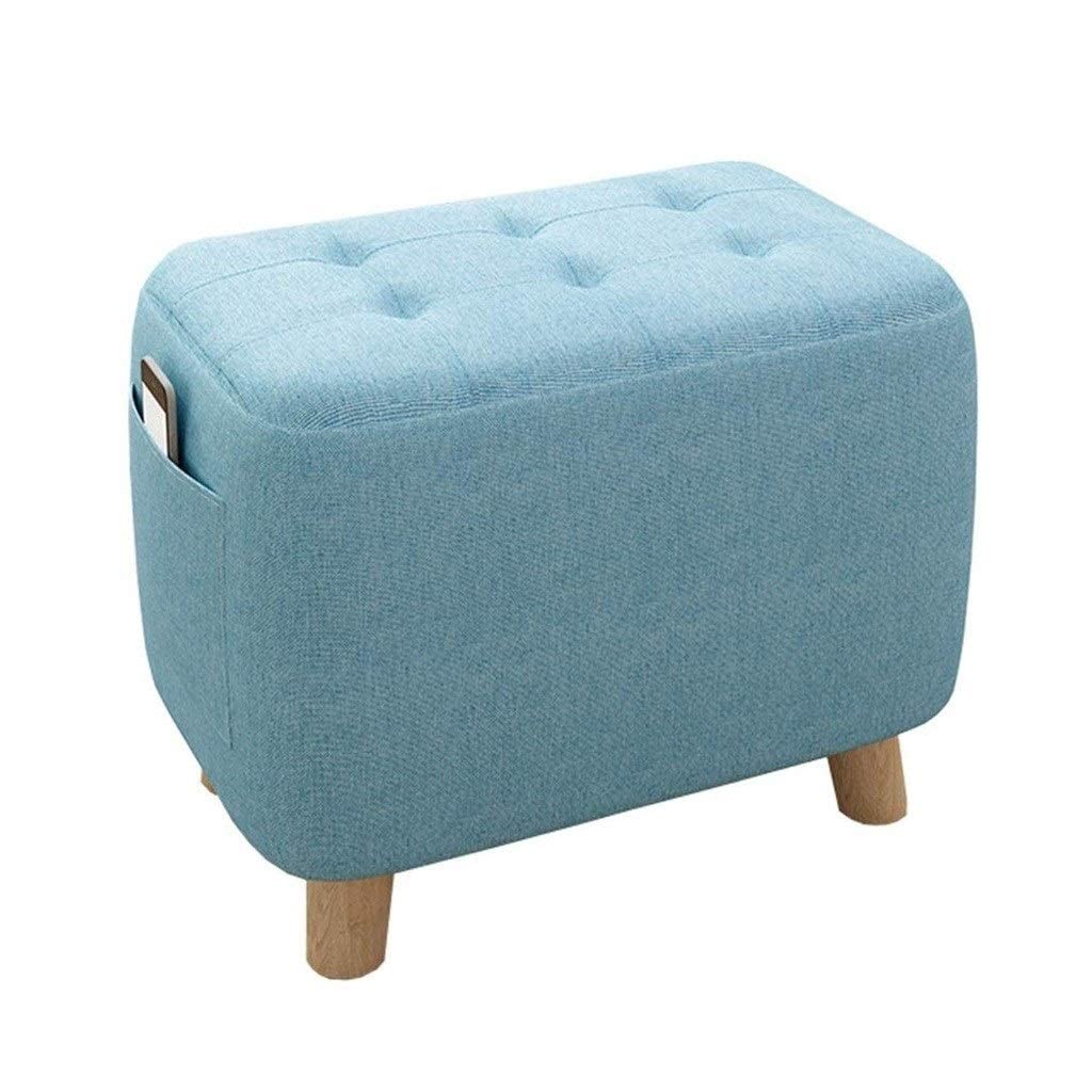 BTZHY Ottoman,Rectangle Modern Wooden Wood Support Upholstered Footstool Ottoman Pouffe Chair Stool Fabric Cover 4 Legs and Removable Linen Fabric Cover