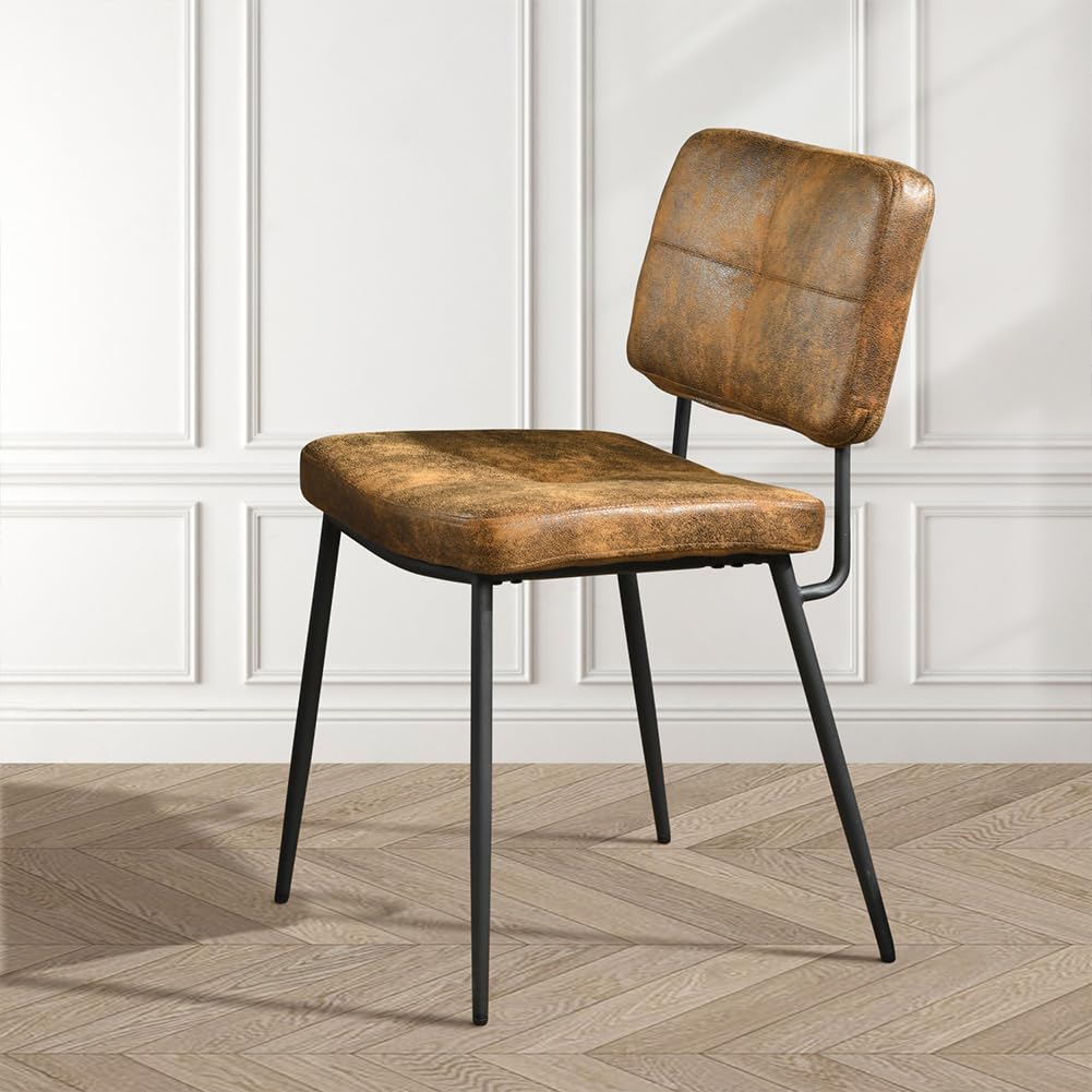 Shally Dogan Juego de 2 sillas para Comedor con Patas de Acero Negro y Asiento y Revestimiento de Piel sintética, Silla ergonómica de diseño nórdico, Ideal para Dormitorio, Cocina, Oficina