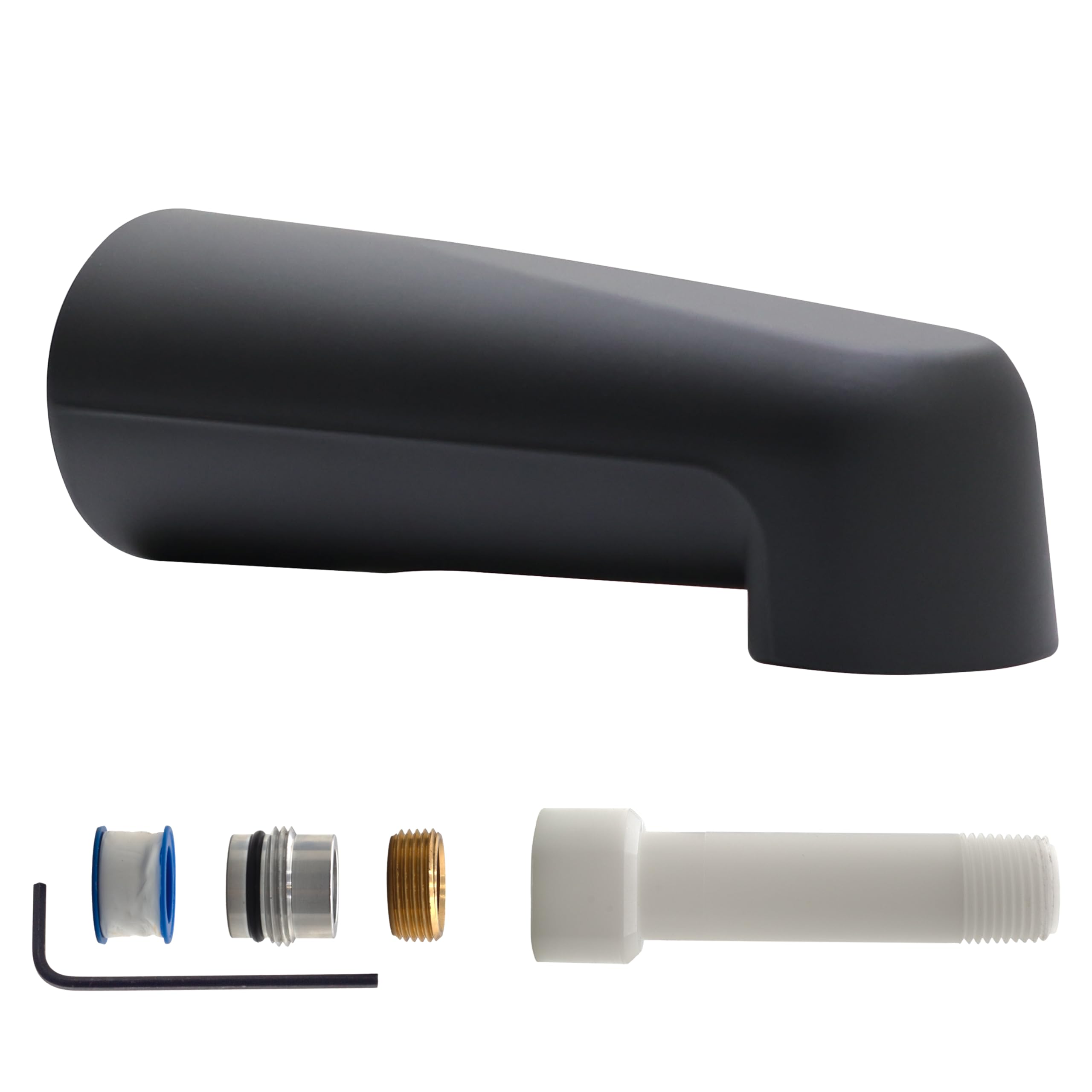 Westbrass E507US-62 Universal Fit 7" Wall Mount Tub Spout, Zinc, Matte Black