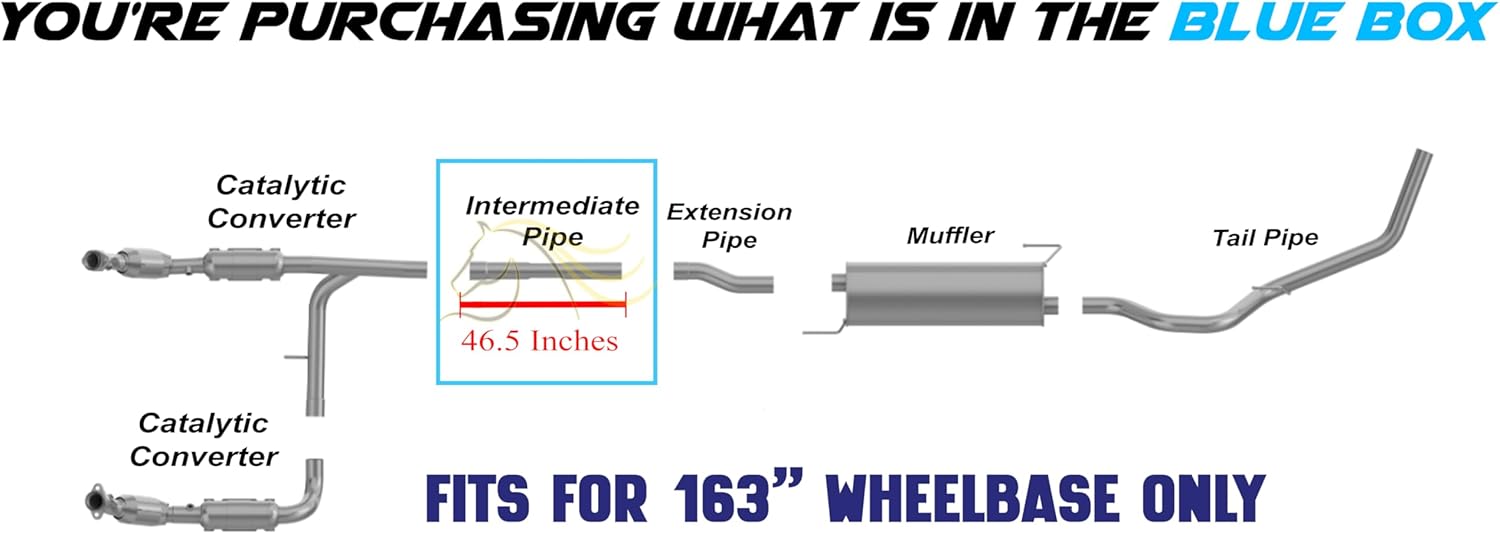Northeastern Exhaust | Stainless Steel Exhaust Intermediate Pipe Compatible for 2004-2008 Ford F150 | 4.6L | 5.4L | Free Clamps Included | 163" Wheelbase | Automotive Replacement Part