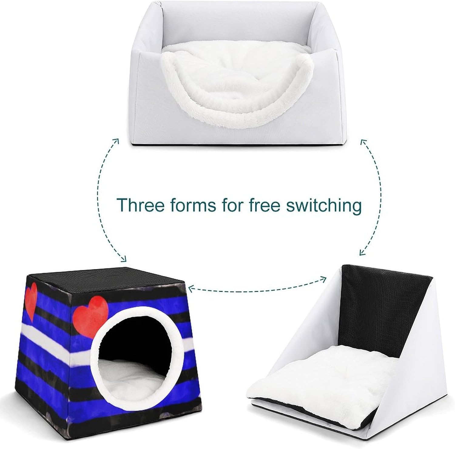 Leather Gay Pride Flag Cat House for Indoor with Spacious Cat Nest