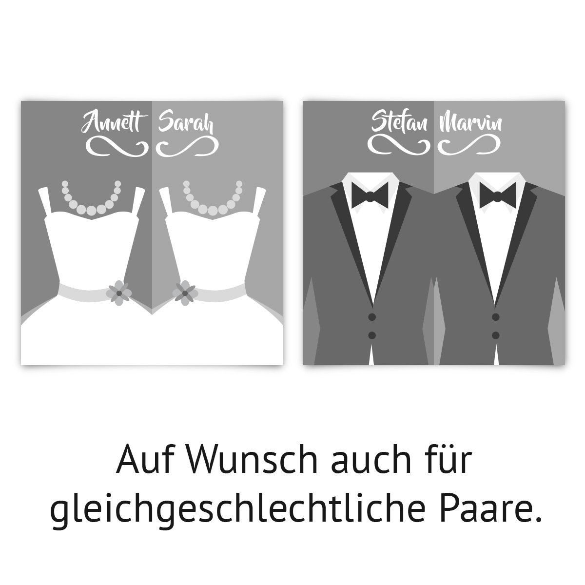 Hochzeitseinladungen (30 Stück) - Braut und Bräutigam Altarfalz - Hochzeitskarten in Grau