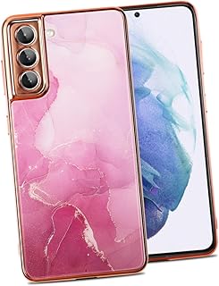 VILLFUL 1 Peça Capa De Telefone S21 Capa De Telefone De Mármore Capa De Telefone De Vidro Temperado Capa De Telefone Da Moda Concha De Telefone Galvanizada Decoração De Telefone Com Tudo