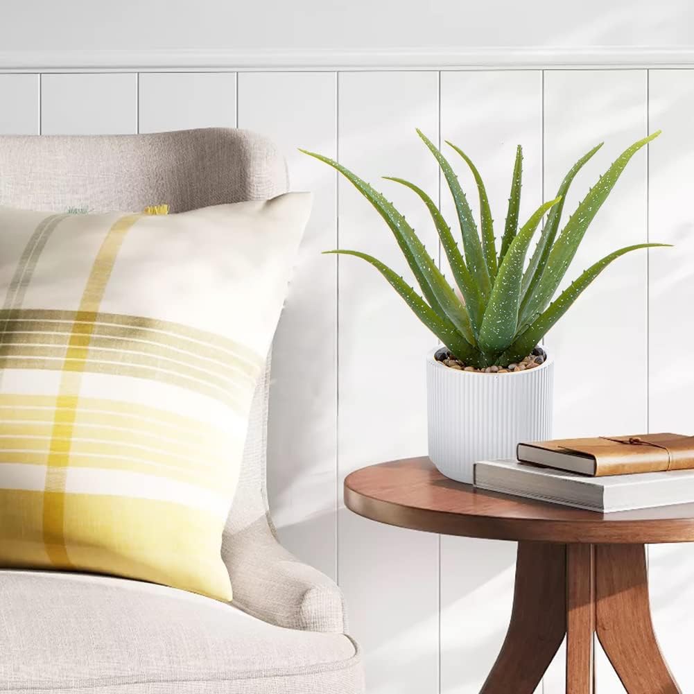 Artificial Succulent Aloe Plants 13 Inch Large Faux Succulents with Ceramic Pot Fake Aloe Potted Plant for Home Indoor Bathroom Table Bedroom Shelf Office Decor - Image 4