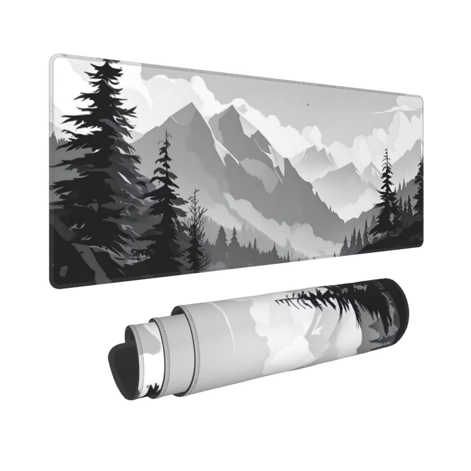 Tappetino Mouse, Tappetino Mouse Gaming Grande XXL 1500x800x3mm Tappetino Scrivania Mouse Pad, Base in Gomma Antiscivolo, Bordi Cuciti,Lavabile, Mousepad per Ufficio e Gaming (catena montuosa) R-582