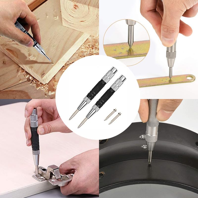 Miniatura 5 de Comimark Punzón central automático con punta de acero de tungsteno de aleación súper fuerte, herramienta de taladro de metal con resorte ajustable