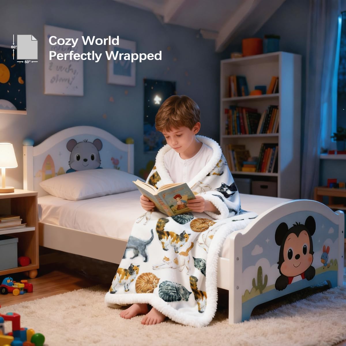 Sleepwish Colorful Cat Throw Blanket, Soft Fuzzy Kitten Print Sherpa Fleece Blanket for Couch Chair – Meaningful Gifts for Cat Lovers Kids, Valentine's Day Gift Throw(50" X 60") - Image 6