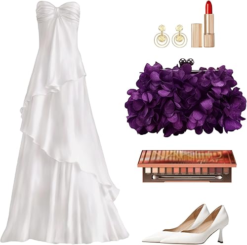 Miniatura 6 de LAKSMI Bolsos de noche de embrague para mujer, apliques florales, bolso formal Shouder con cadenas desmontables