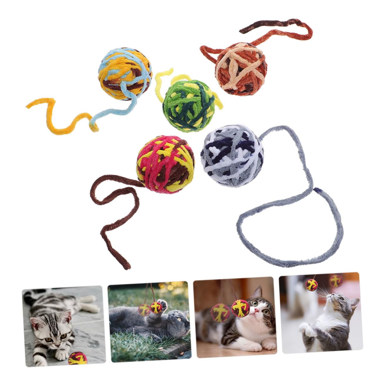Yardwe 25pièces De Chat Colorées avec Clochettes Jouets Résistants pour Et Stimule Et Instinct Naturel Style Mélangé