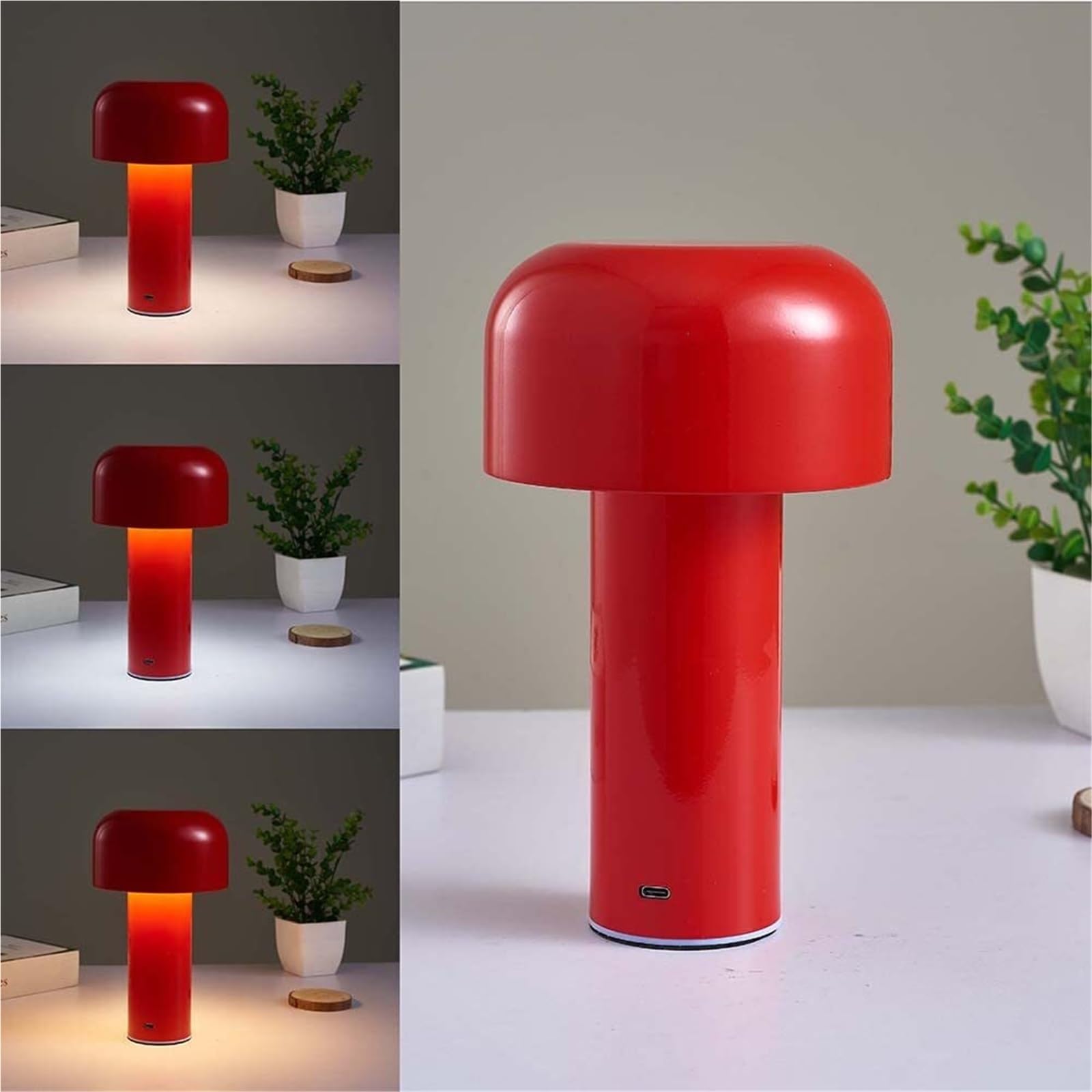KHUKHU Mushroom Desk Lamp Portable Cordless Night Light USB Rechargeable