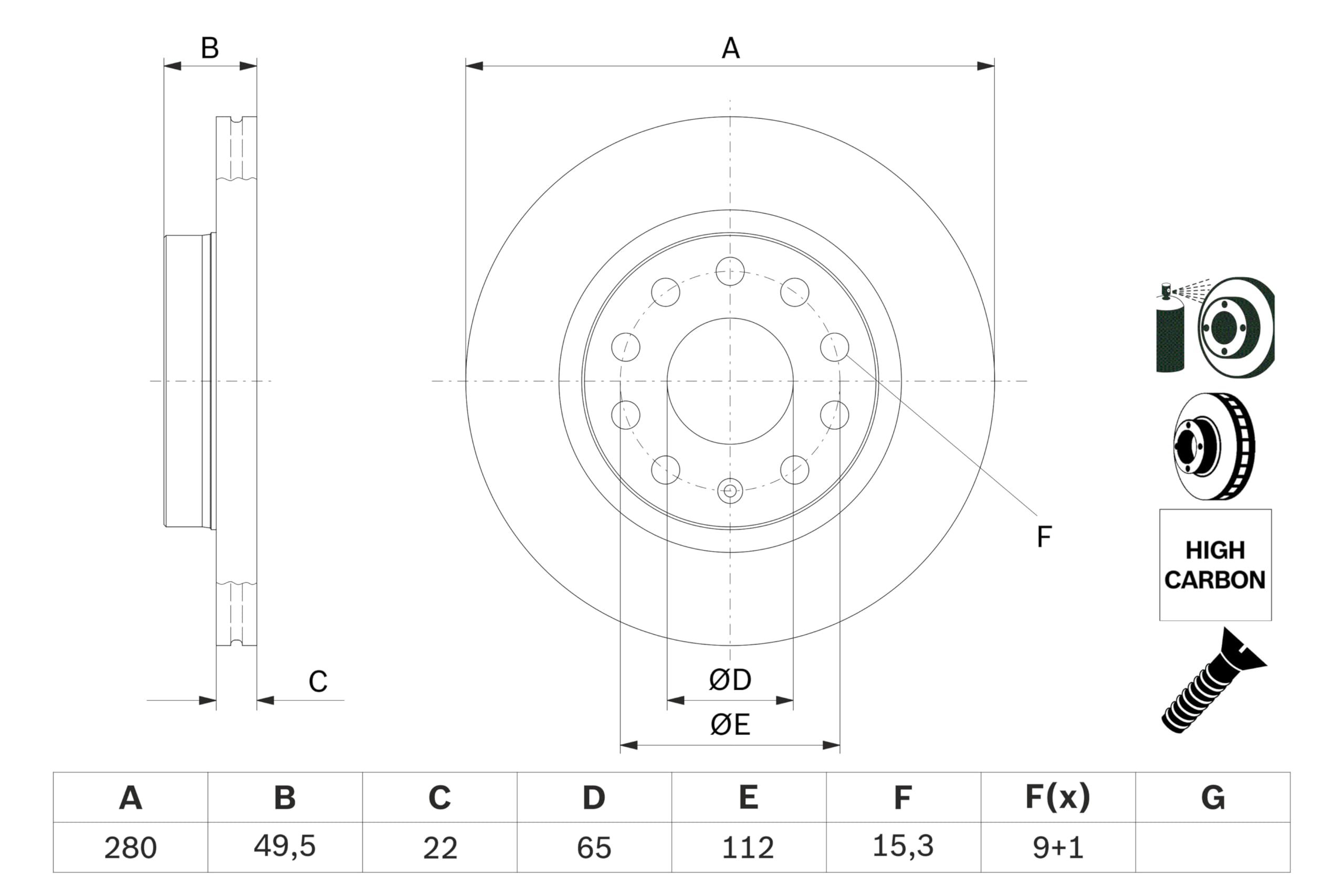 BOSCH Set Dischi Freno BD1028 - Dischi Freno Ventilati di 279.8 mm - Asse Anteriore - Conformi al regolamento ECE-R90 - Riduzione di Calore e Corrosione - 2 Dischi