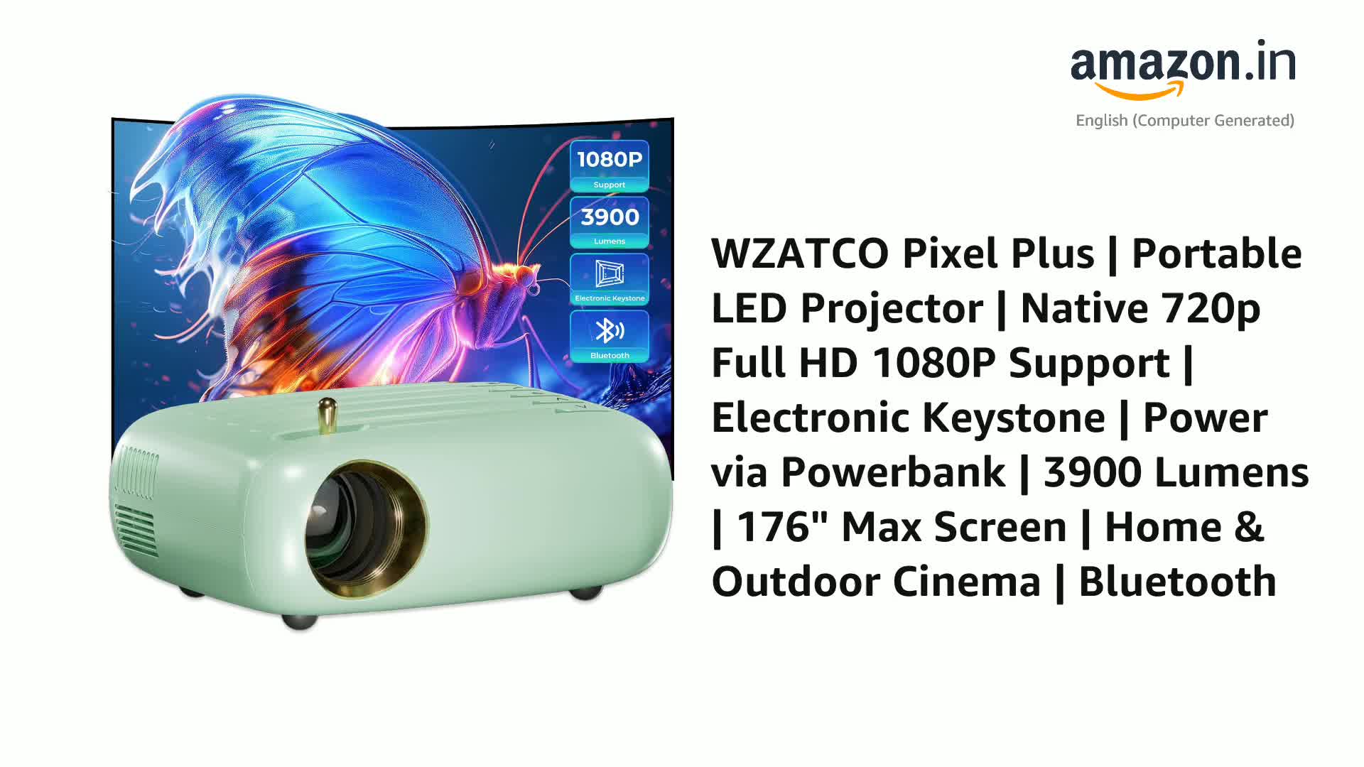 Refurbished) WZATCO Pixel Plus | Portable LED Projector | Native ...