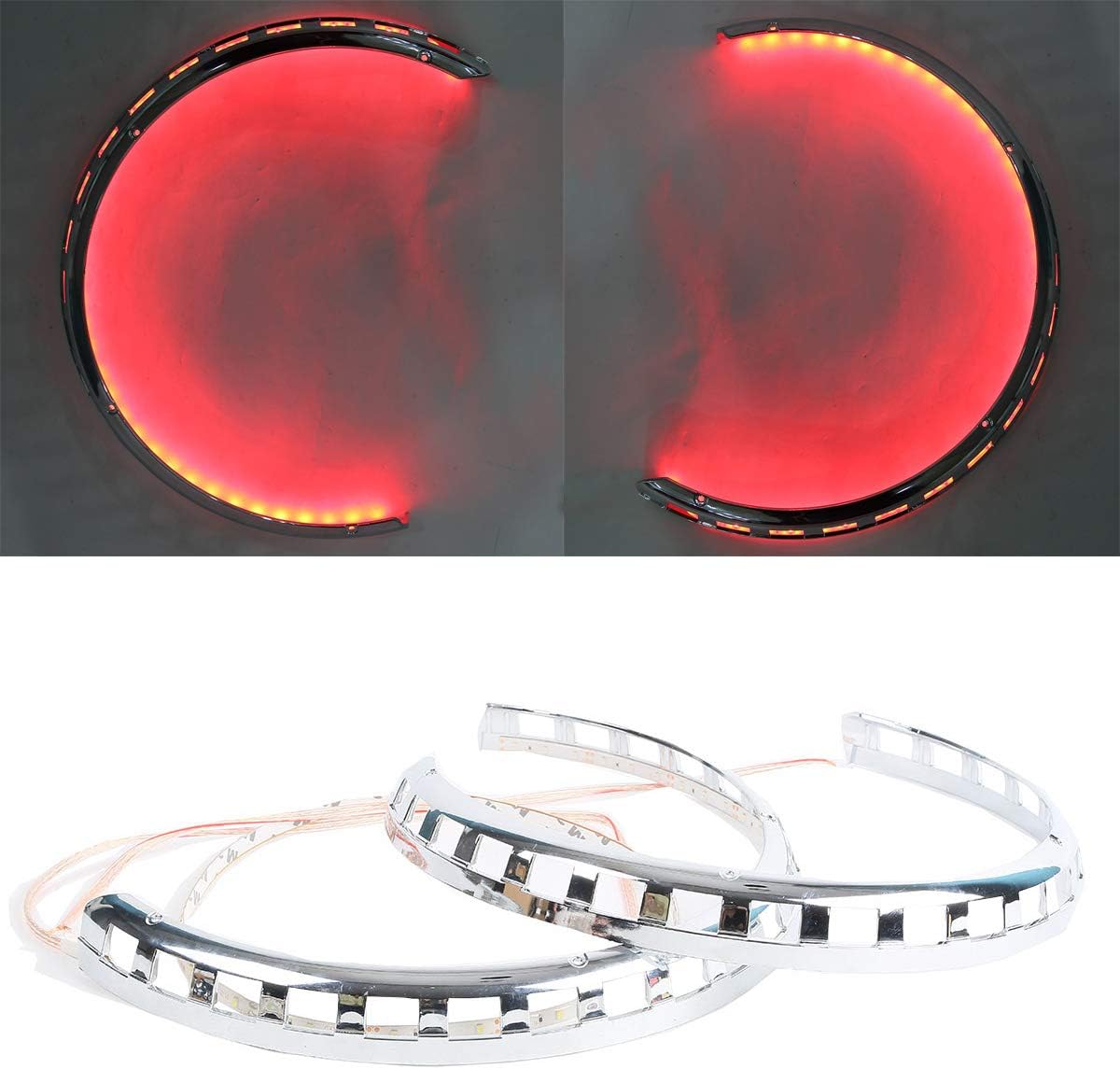 Green-L Motorcycle Brake Rotor Cover LED Light Fire Rings Fit for Honda Goldwing GL1800 2001-2017 F6B 2013-2017 (Red Light)