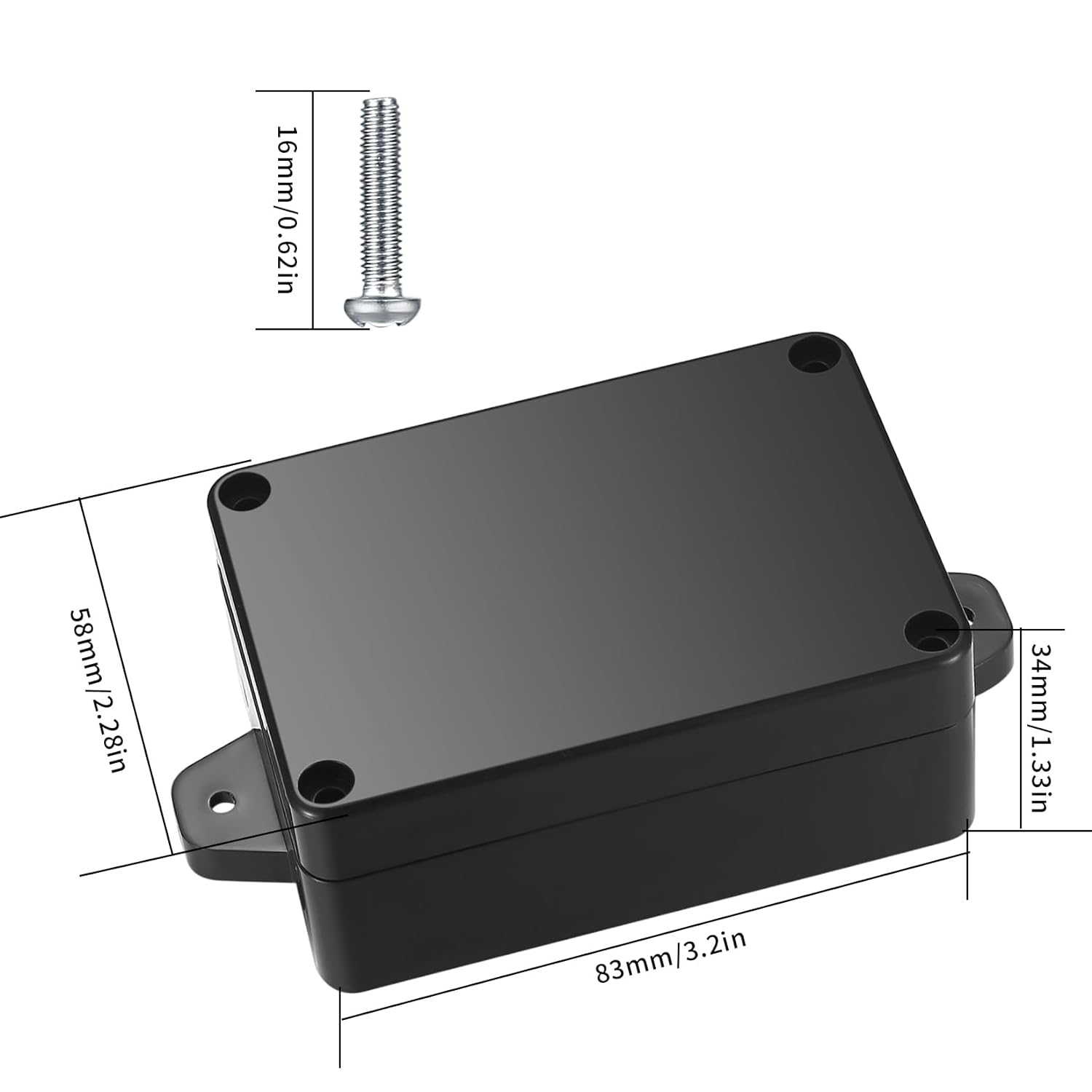Project Box, 4pcs Junction Boxes, IP65 Waterproof Electrical Boxes, ABS Plastic Dustproof Electrical Project Case Power Junction Boxes with Fixed Ear for Outdoor Electronics - 3.3x2.3x1.37