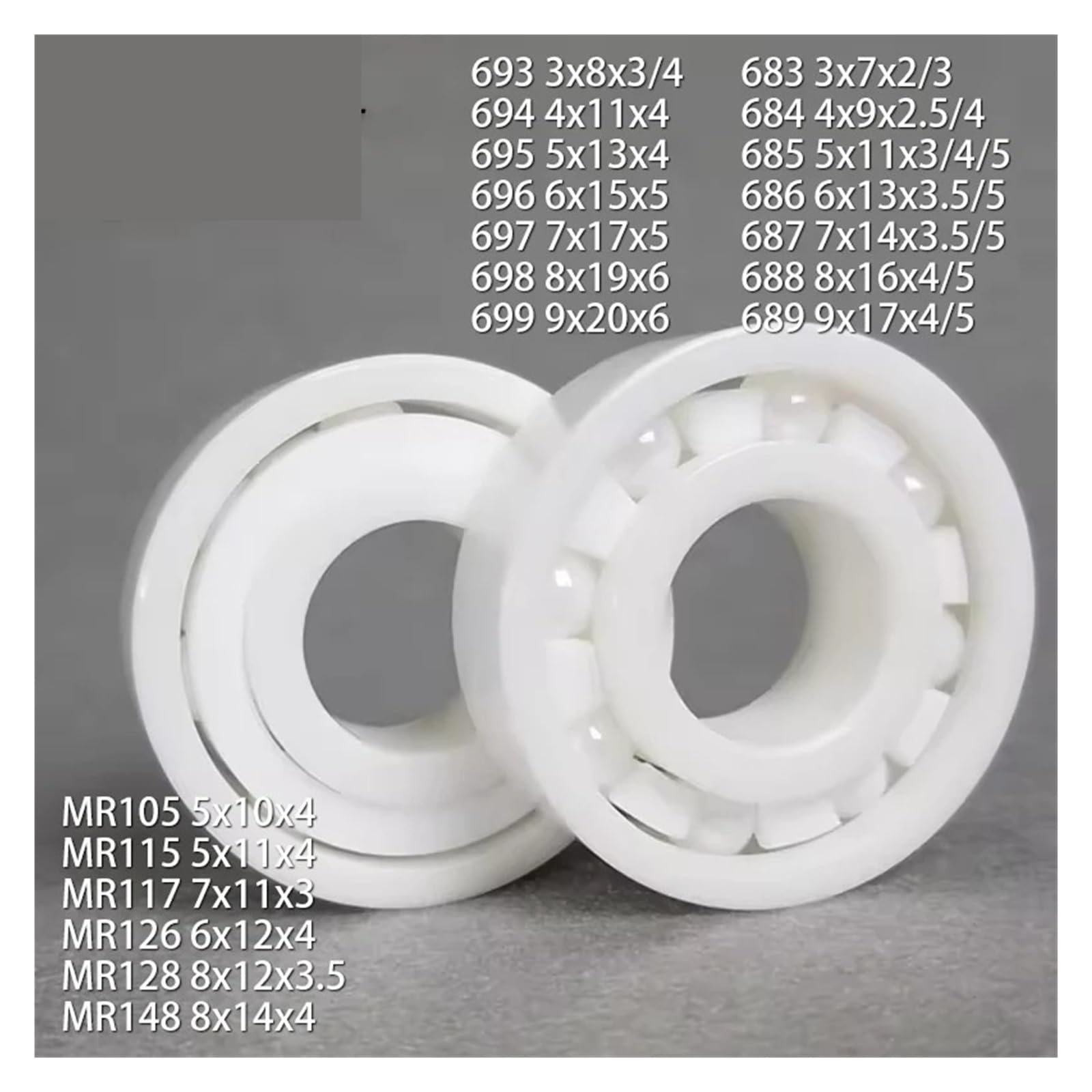 Roulements en céramique 693 694 695 696 697 698 699 683 684 685 686 687 688 689 M105 M115 roulement à billes entièrement en céramique(10Pcs,693 3x8x4)
