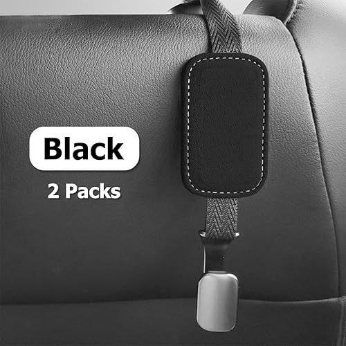 Miniatura 6 de AUCELI Gancho de gamuza para reposacabezas de asiento de automóvil, paquete de 2 ganchos para respaldo de asiento de automóvil, organizador de