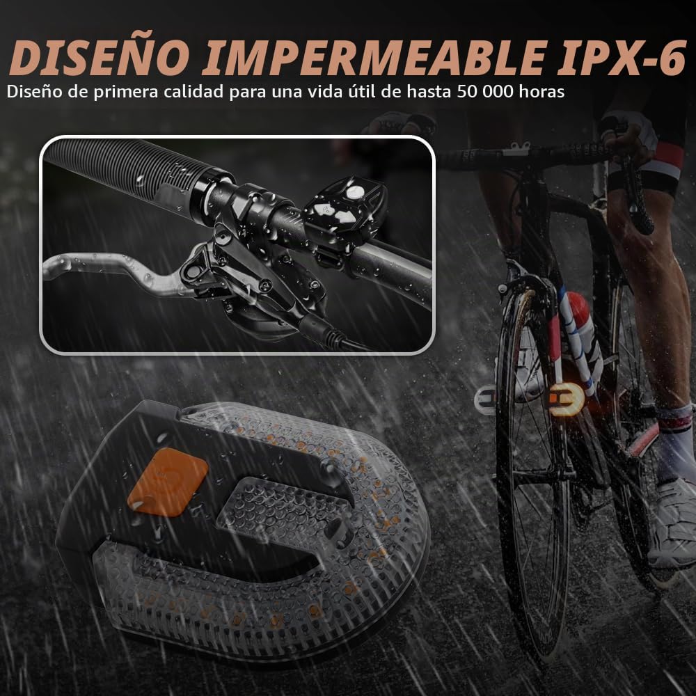 luz Trasera Bicicleta, 5 Modos de iluminación Control Remoto USB Recargable Estroboscopio para Bicicleta Intermitentes con Alarma (Rojo y Amarillo)