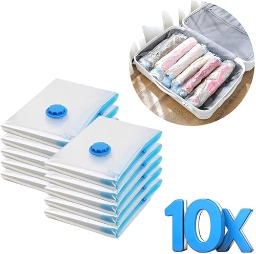 Kit 10 Saco á Vácuo + Bomba Elétrica de Sucçao Vac Bag 50x60 Mala Viagens Roupas Mais Espaço Guarda