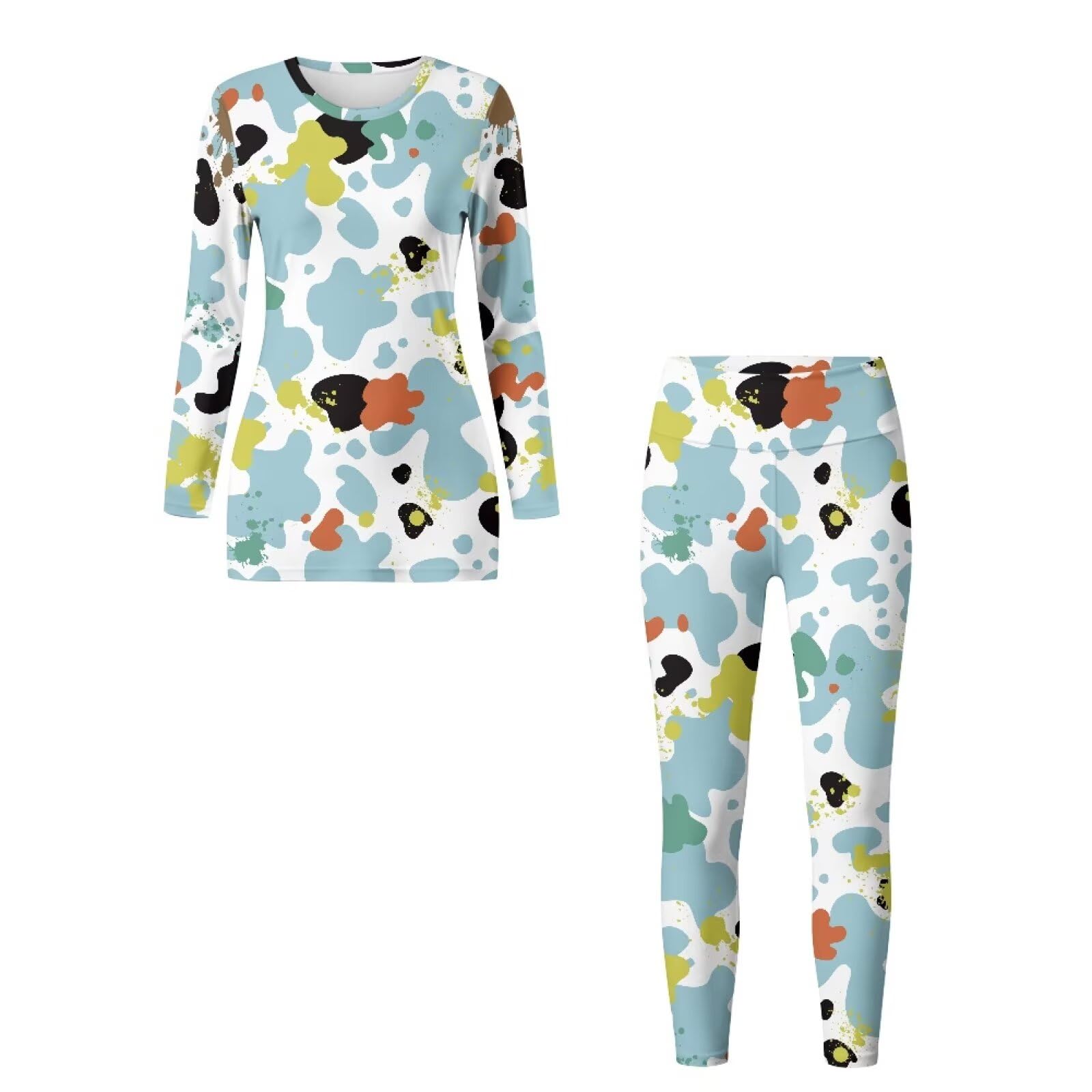 Set da yoga da donna, 2 pezzi, a maniche lunghe, girocollo, per sollevamento dei glutei, Pelle bovina, 4XL