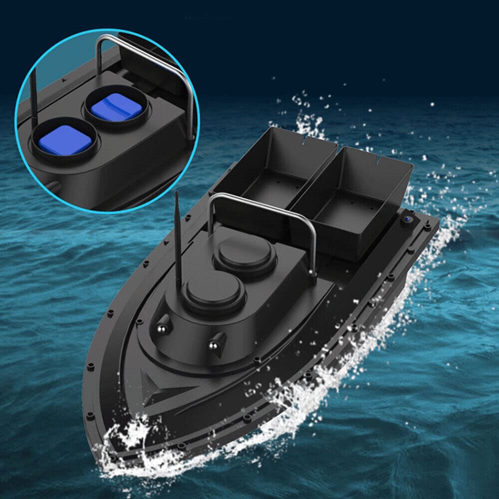 Barco De Cebo Para Pesca Con Batería 5200 MAh - Control Remoto 500m, Doble Motor, Dos Tanques De 1.5kg Y Luces LED - Ideal Para Lagos Y Piscinas (ABS, 550x267x172 Mm)
