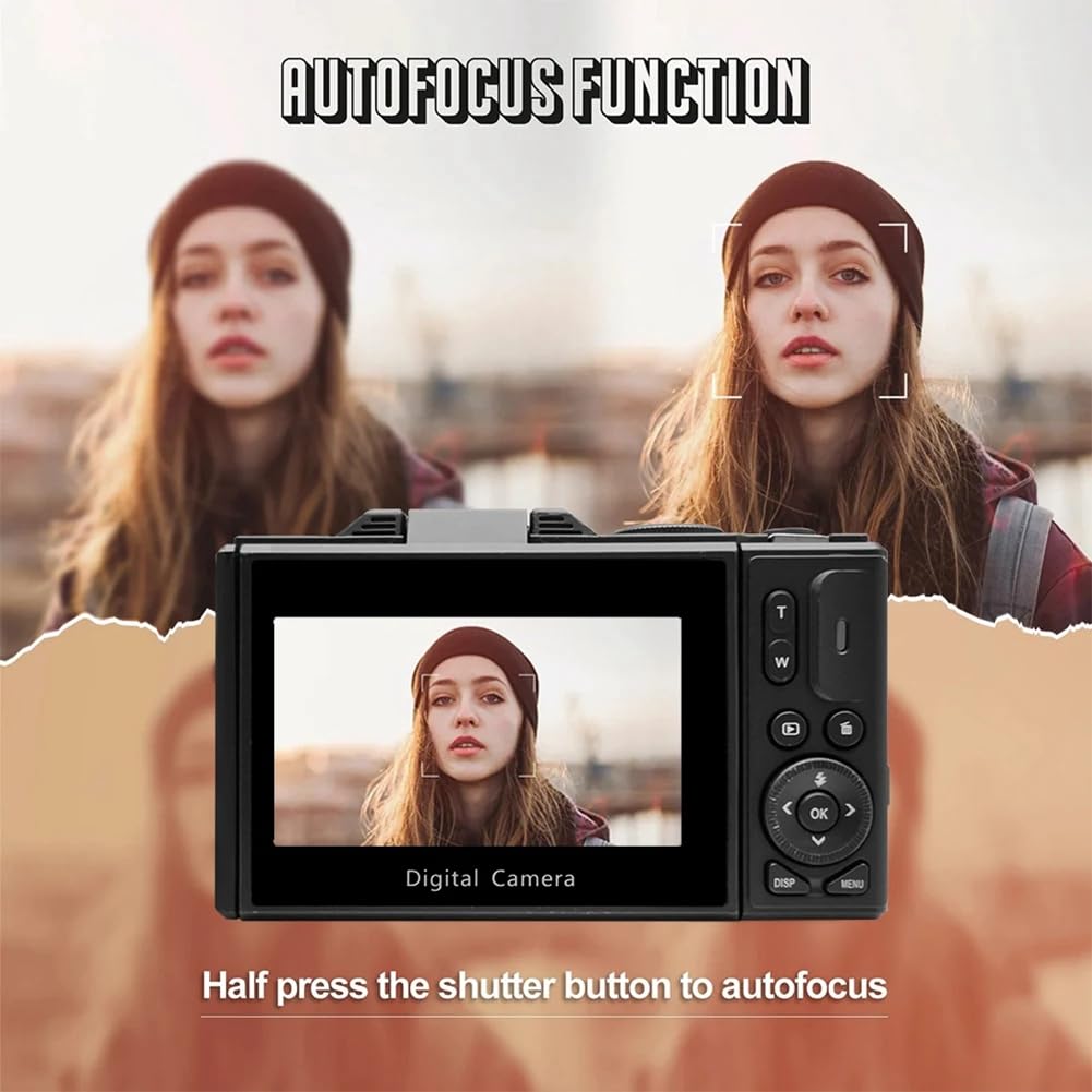 Digitale Fotokamera 4K 18X Digitalzoom 180° Flip Screen Vlog Cam