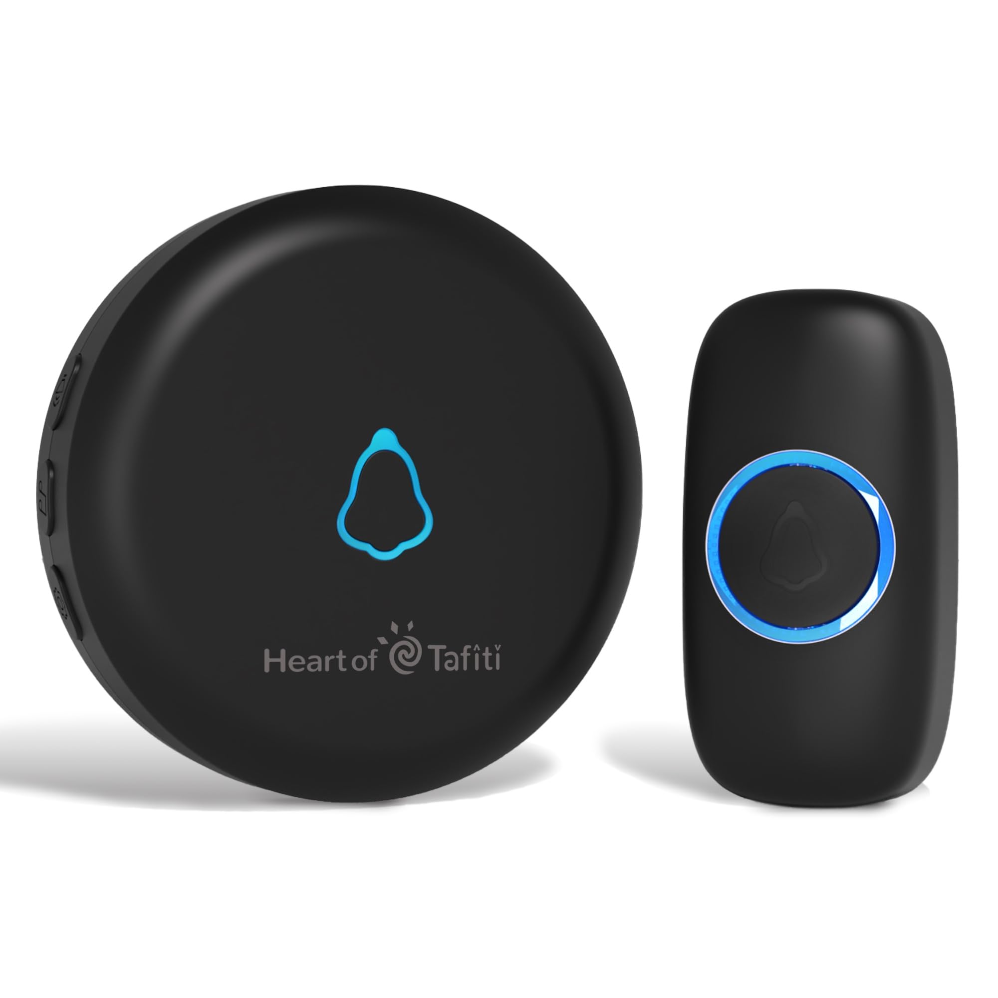 Sonnette sans Fil, Étanche IP55, Portée de Signal Étendue, Kit de Carillon Électronique avec Récepteurs à LED Enfichables pour la Maison, Noir