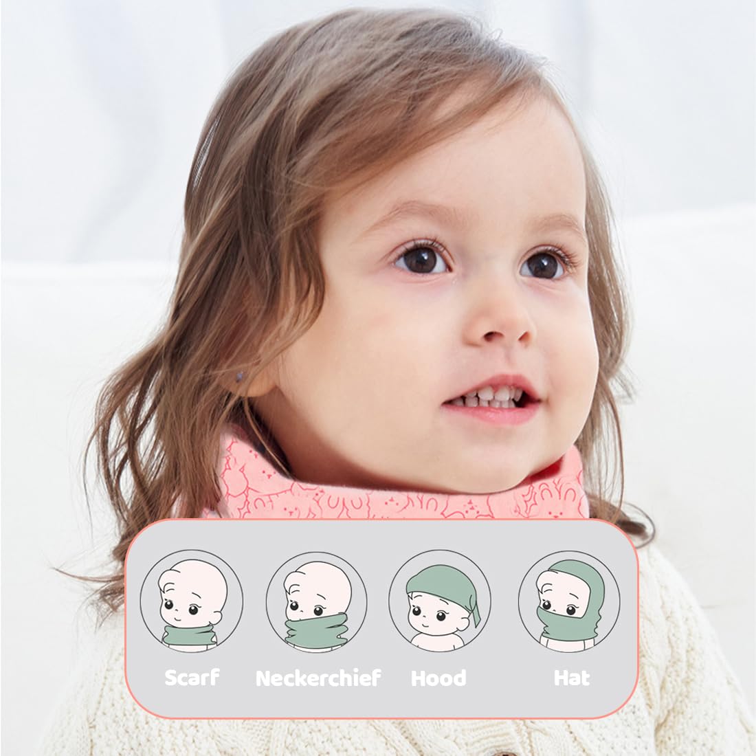 Bufanda Cuello Algodón para Niños Niñas 0-8 Años 2 Pcs