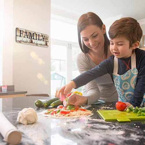 Miniatura 6 de Wood Wall Decor Sign Family Wall Art Sign Home Inspirational Motto Printed Plaque Sign-Family, Where Life Begins and Love Never Ends 16"x5"-Wood