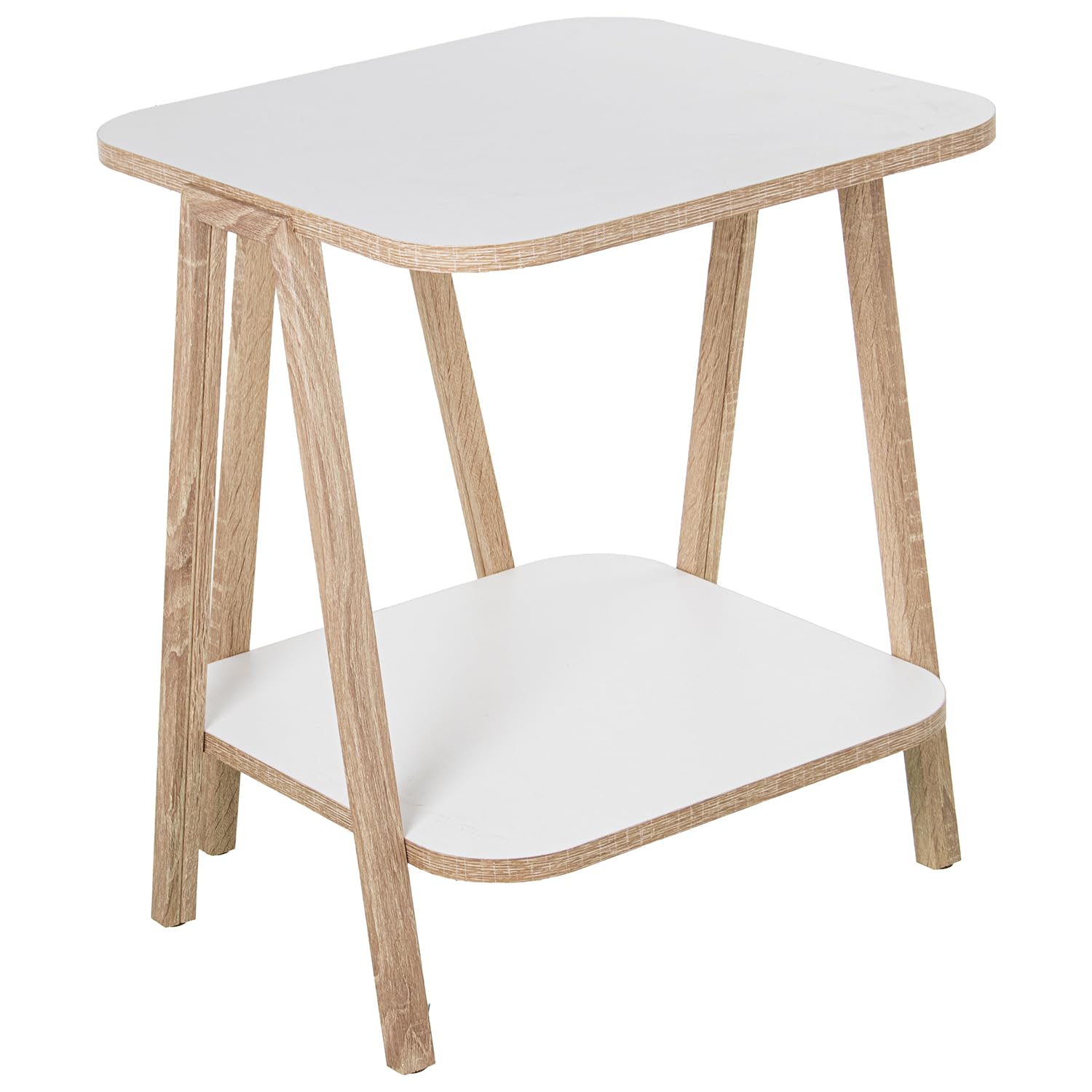 Table d'appoint en bois blanc 50x50x60cm et pieds chêne pour salon