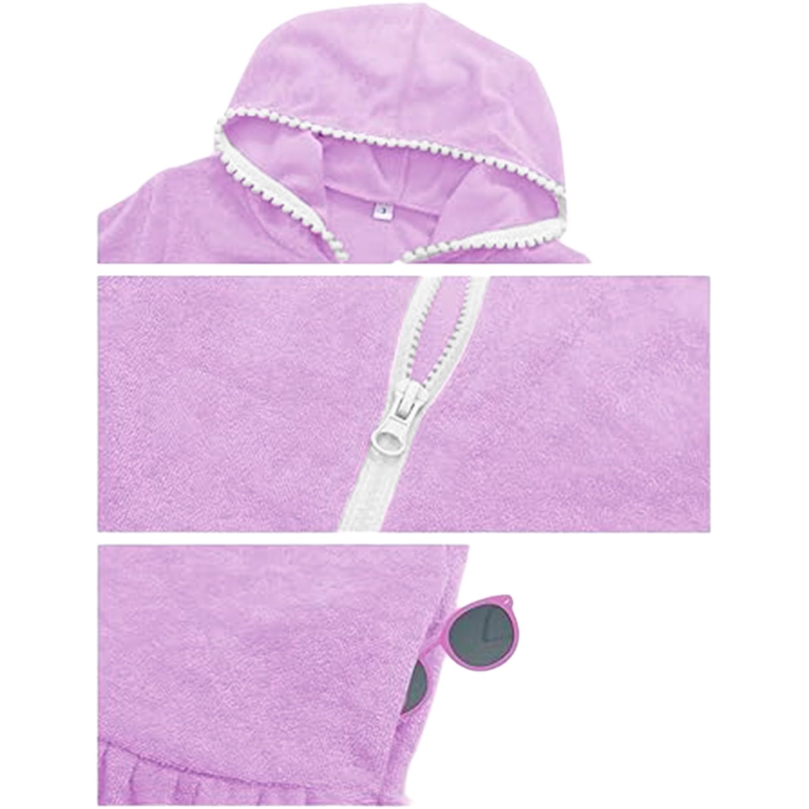 Cache-maillot de bain en tissu éponge à fermeture éclair pour filles avec lunettes de soleil