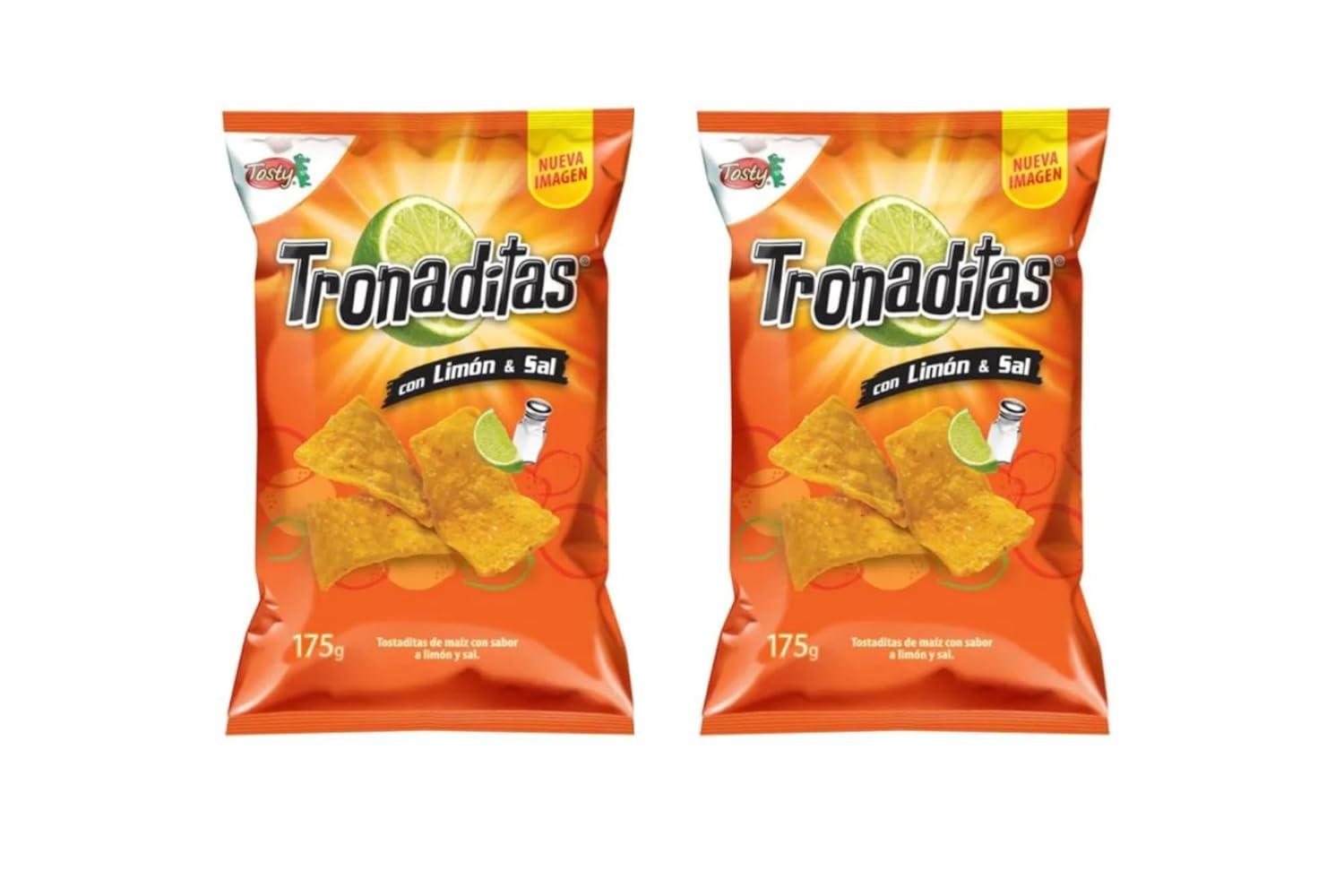 Tosty Tronaditas Lime & Salt Corn Chips 2-Pack (2 x 175g) – Crunchy Snack Made in Costa Rica