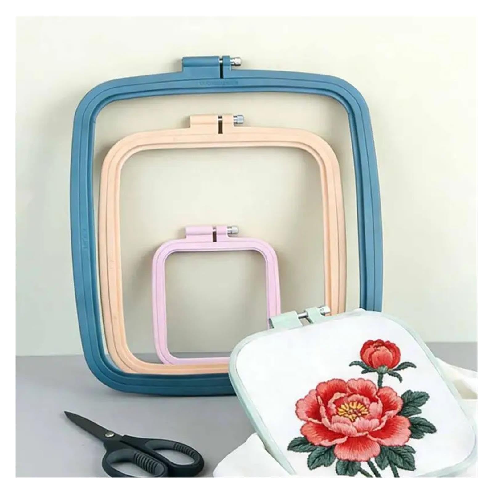 Telaio da ricamo quadrato Cerchi da ricamo quadrati in plastica 5/3/1 pezzi