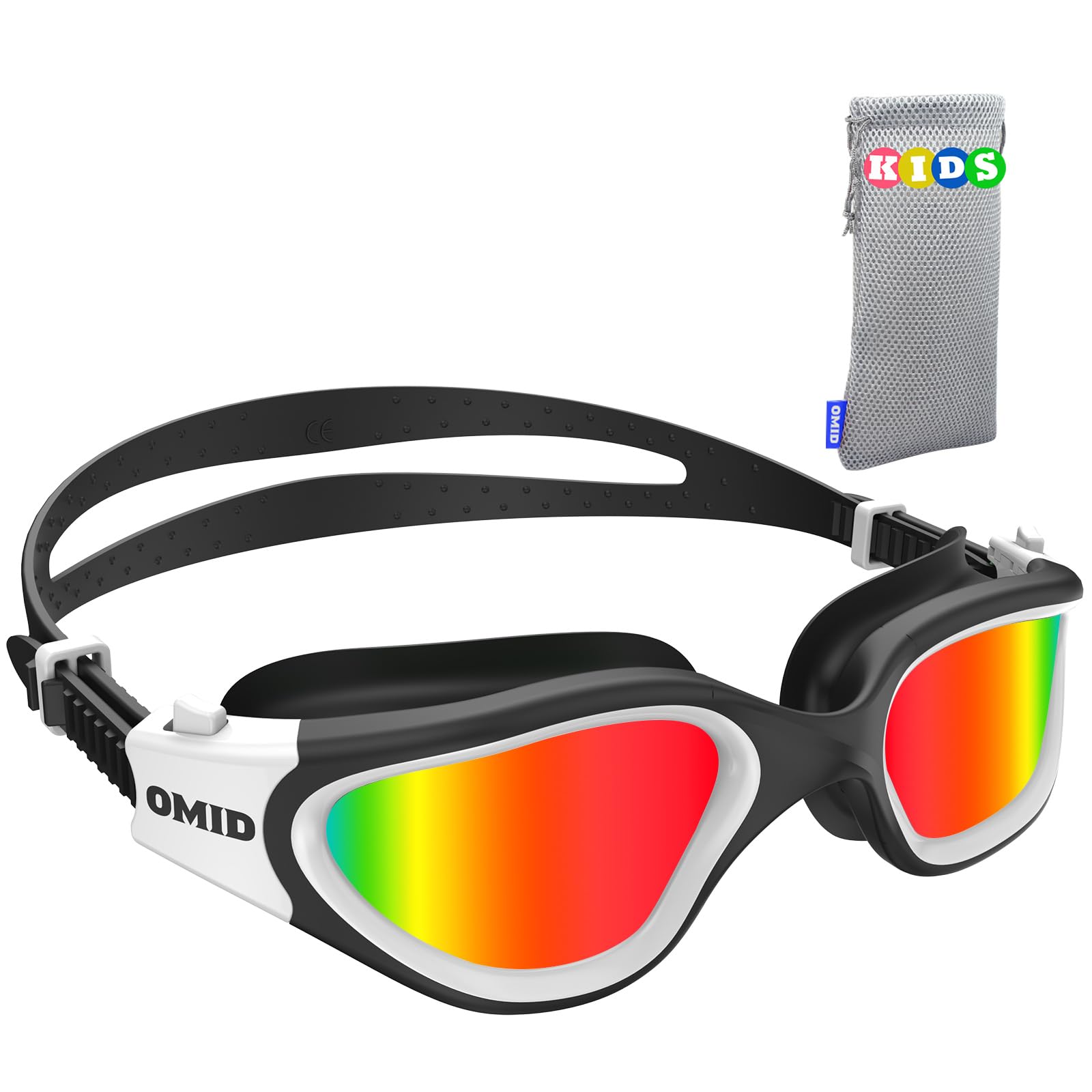 OMID Kids Swim Goggles, P2mini Polarized Swimming Goggles Comfortable for Age 6-14 (G1MINI-White-Red) — image 1