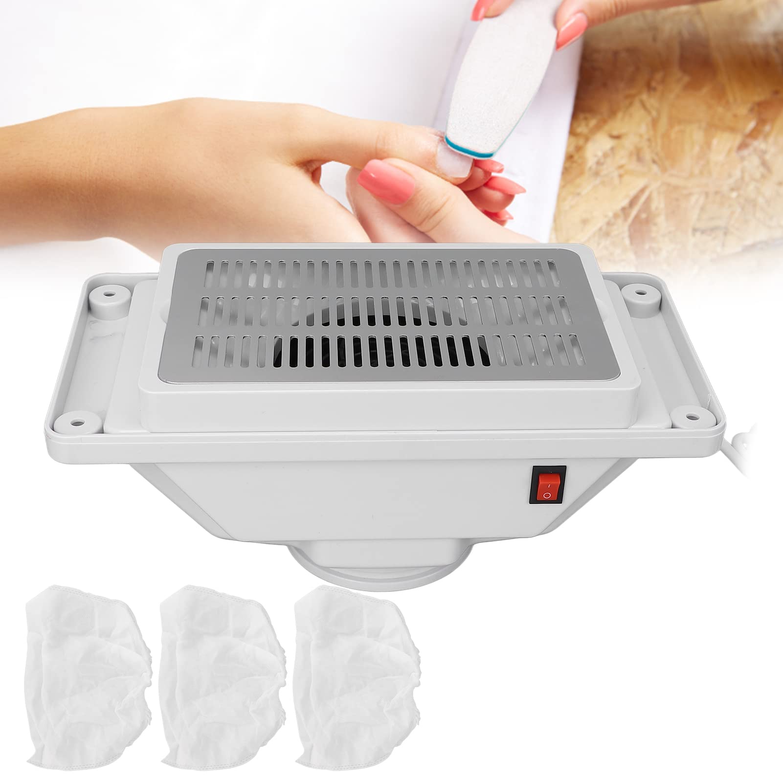 Colector De Polvo De Uñas, Extractor De Succión De Polvo De Uñas Eléctrico Potente Con 3 Bolsas De Almacenamiento, Limpiador De Succión De Polvo De Ventilador De Aspiradora De Uñas Para(EU)
