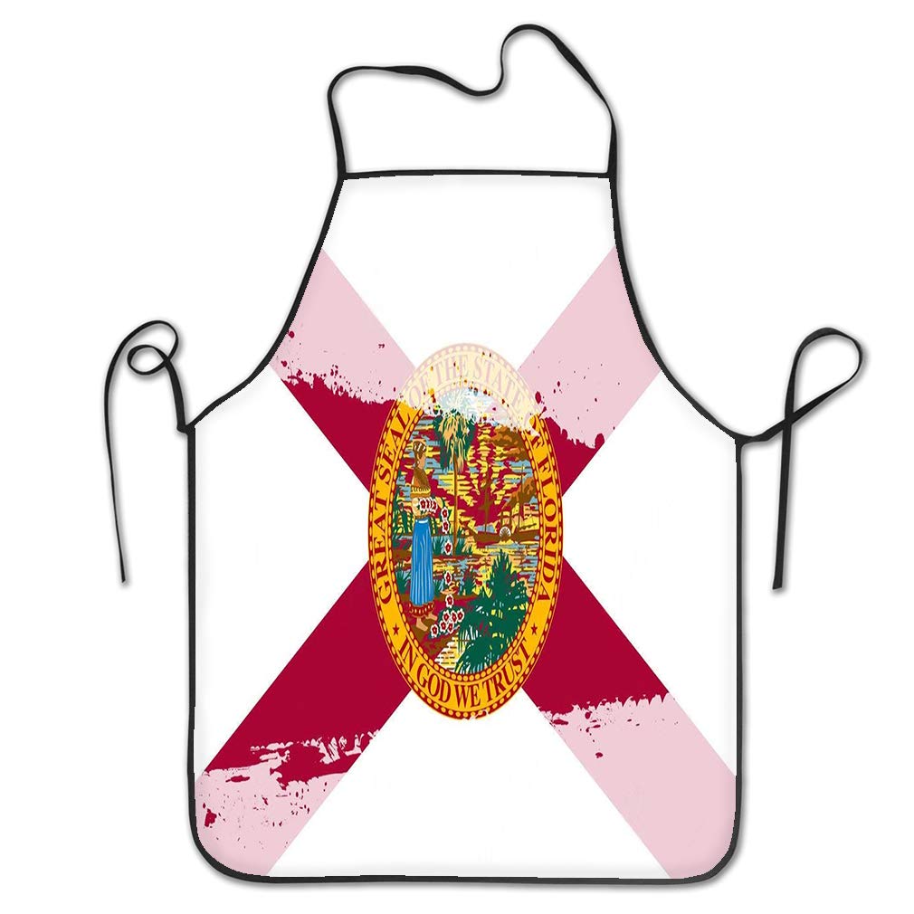 Funny Personality Apron florida flag splash state behind faded white Chef Kitchen Aprons 20.4 28.3 inch
