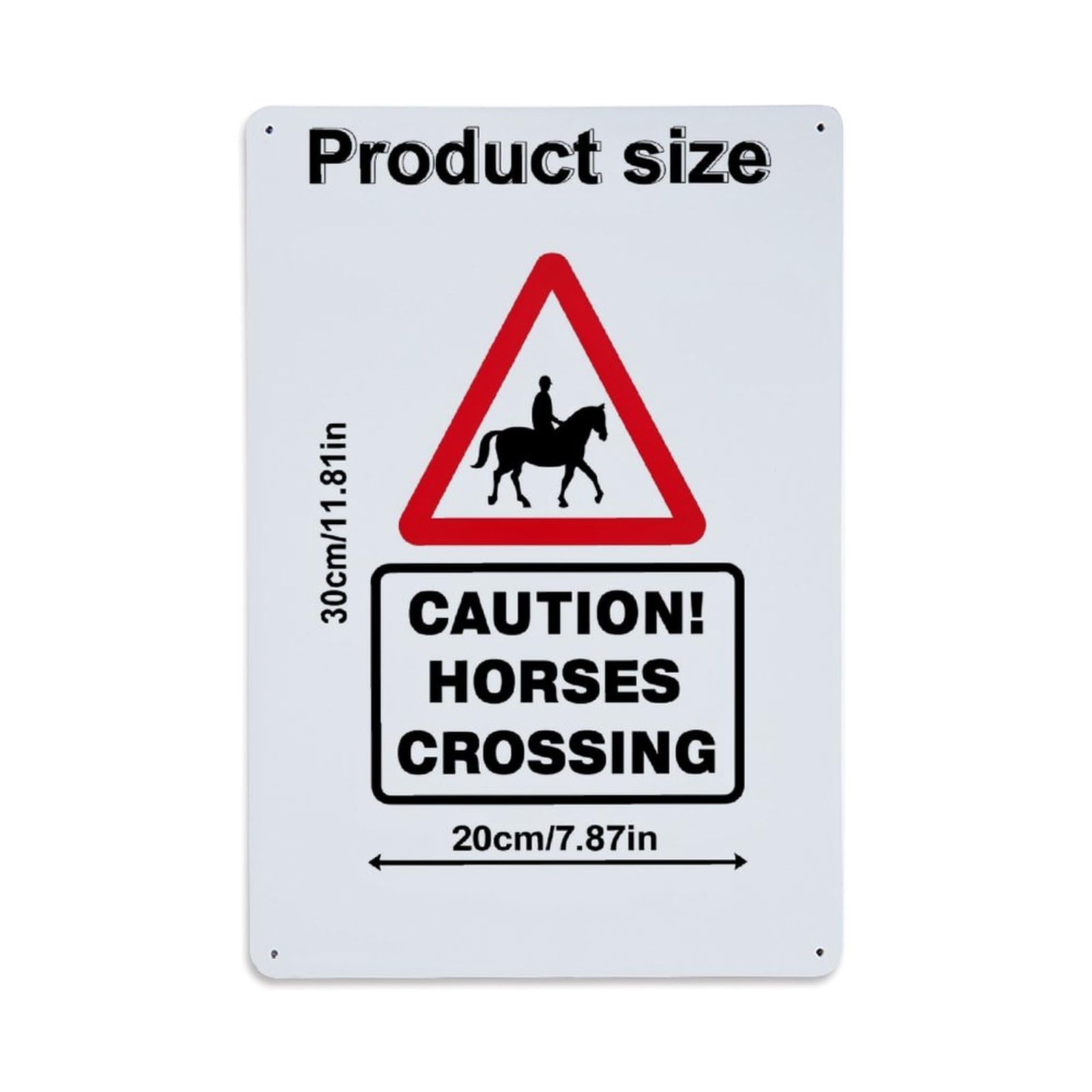 Caution Horses Crossing Sign Pattern Retro Metal Tin Sign, Vintage Decor Art Poster for Bar, Home, Man Cave, Kitchen, Laundry Room Gift 8x12Inch