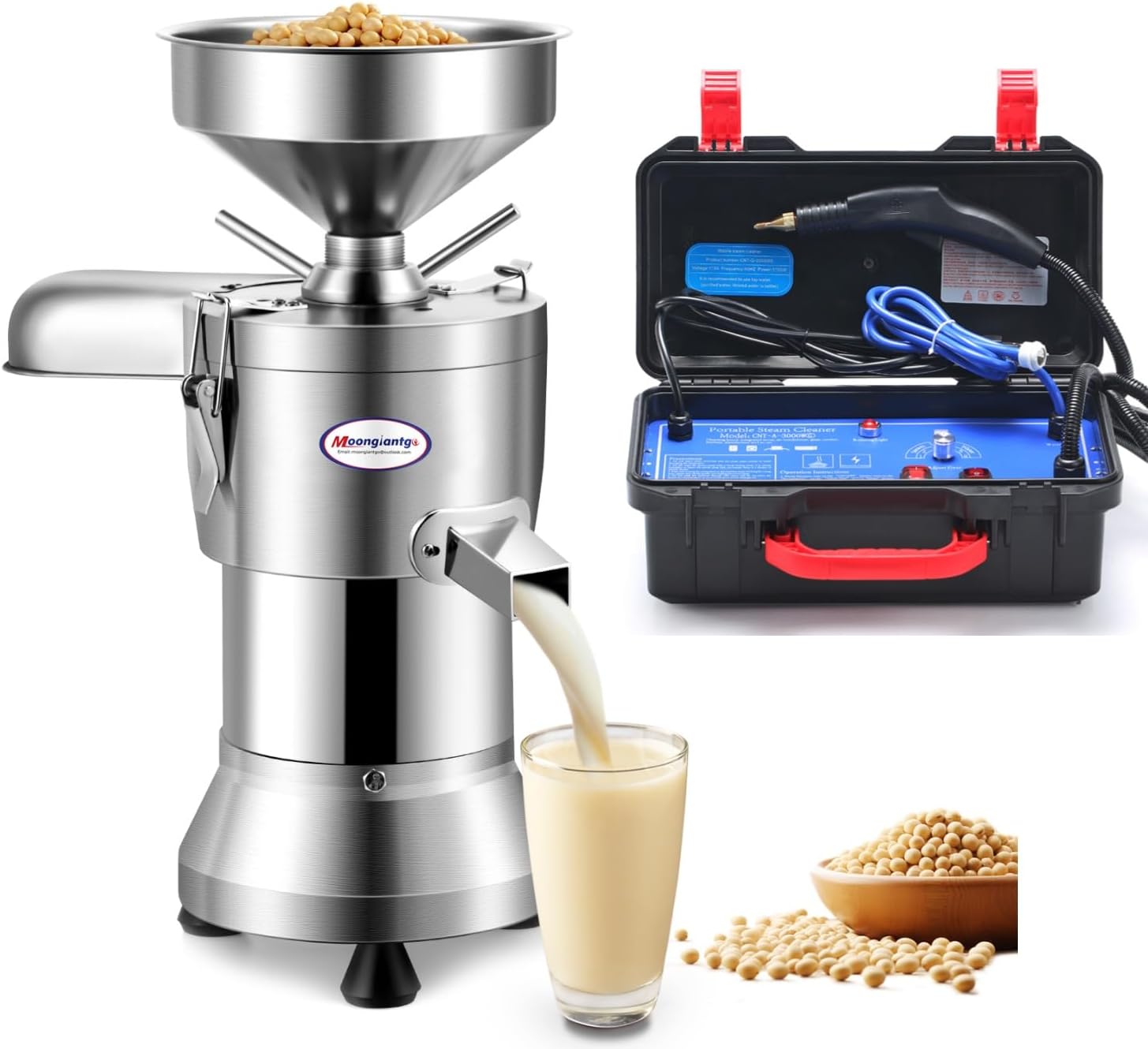 Moongiantgo Commercial Soy Milk Maker Machine & Easy Cleaning Helper Steam Cleaner
