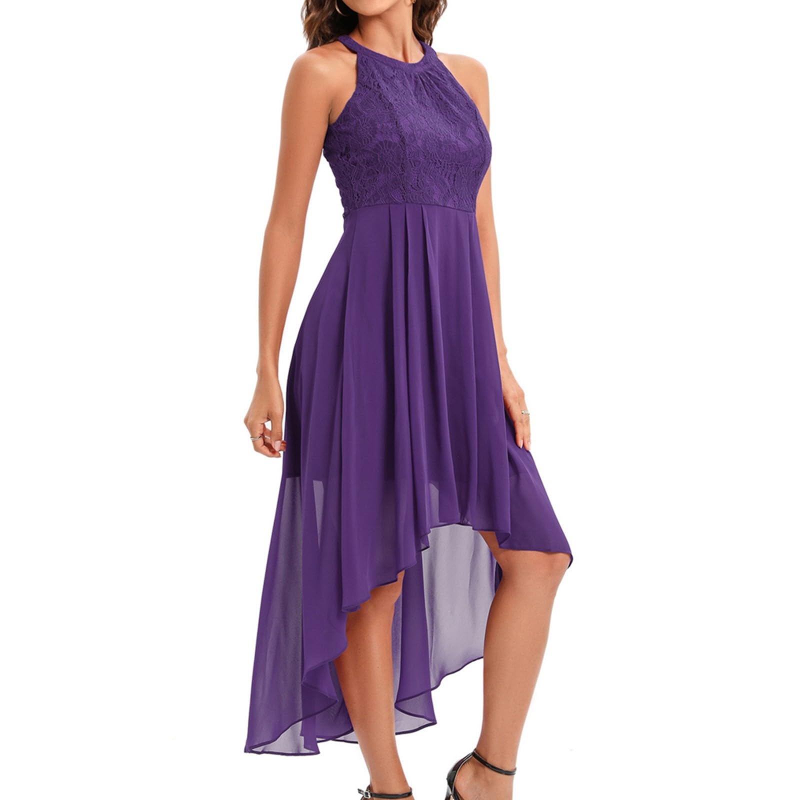 Generico Vestito Cerimonia Donna Abito da Sposa Sexy per Matrimonio Elegante Curvy Gonna Ampia Dress Schiena Scoperta Civile Abiti Cocktail Corto Davanti Lungo Dietro