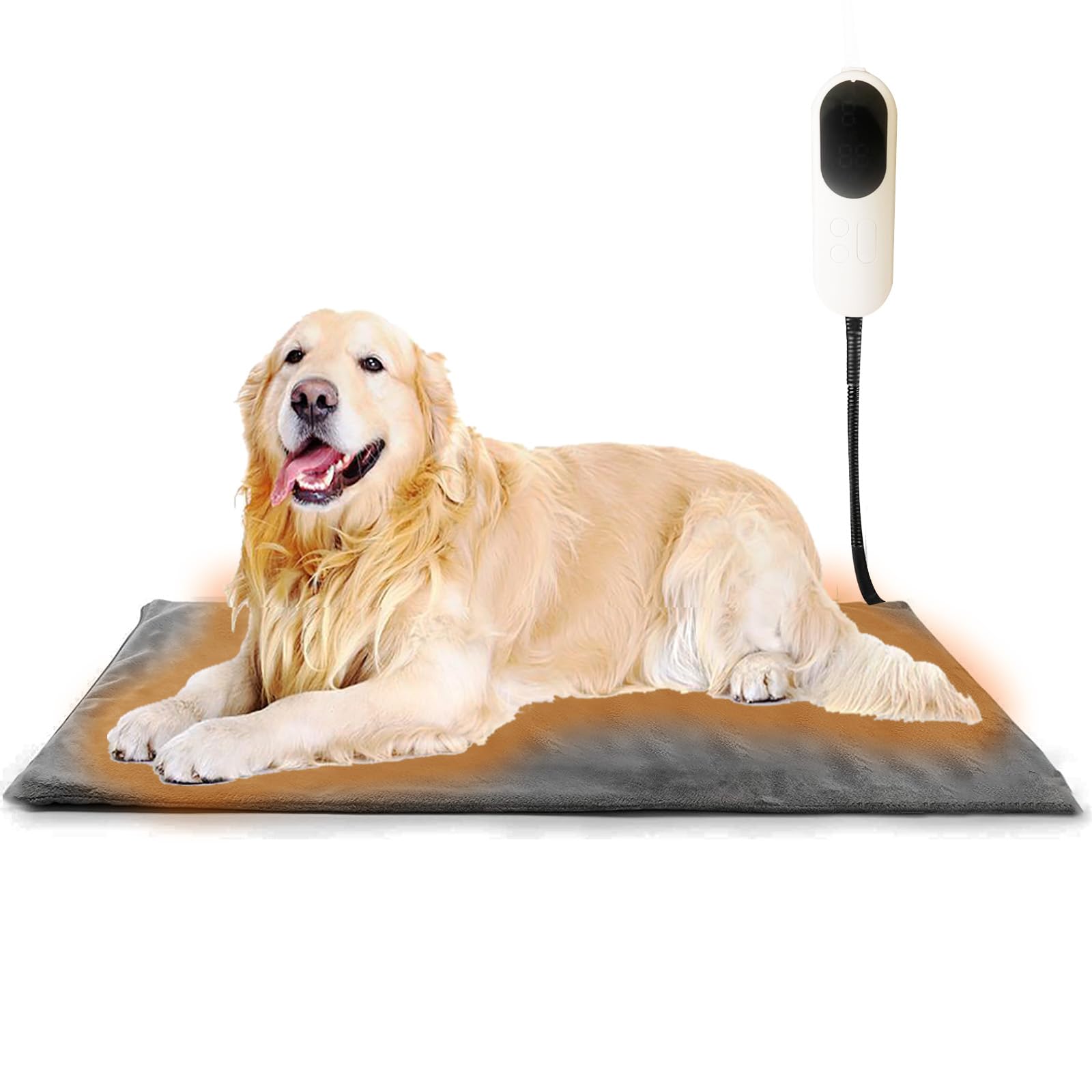Tapis chauffant pour chats et chiens, 70 x 45 cm, minuterie et température réglables, sûr, couverture de rechange douce et confortable pour nouveau-né/mise bas / chiot/vieux chat et chien