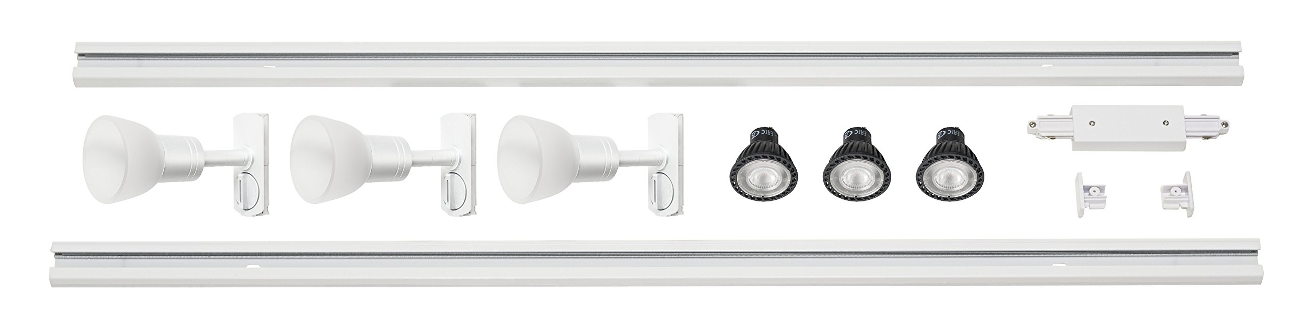 SLV Set Alta Tensione Monofase Puria All Inclusive, Alluminio e Vetro, GU10, 12.9 W, Bianco, 213 x 3,5 x 15 cm, 10 unità