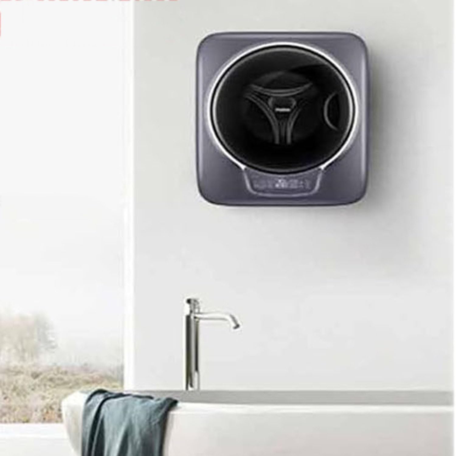 Lavadora Compacta Eléctrica De Pared, Mini Lavadora De Pared Totalmente Automática con Tambor Frontal, Lavadora De Pared De Bajo Ruido De 3 Kg