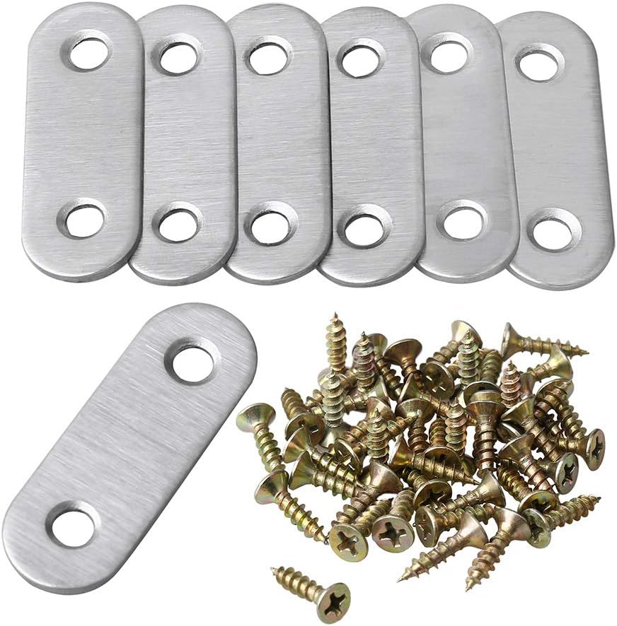 anjias 20 Pcs Flat Corner Brace Plates, 47 * 16mm Stainless Steel