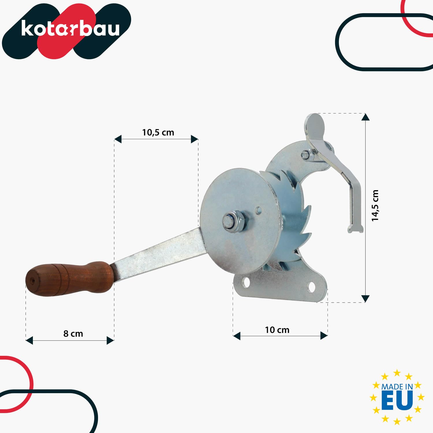KOTARBAU® Carrete de parrilla para ajustar la altura de la parrilla de acero galvanizado con mango de madera Manivela de parrilla, manivela para parrilla