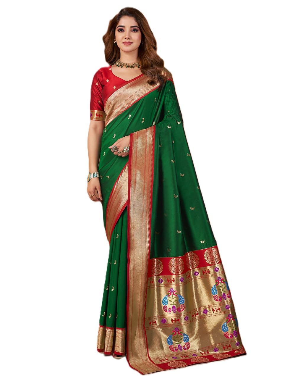 pandadi saree Women's Pure Paithani Silk Saree With Unstitched Blouse Piece-picture-35