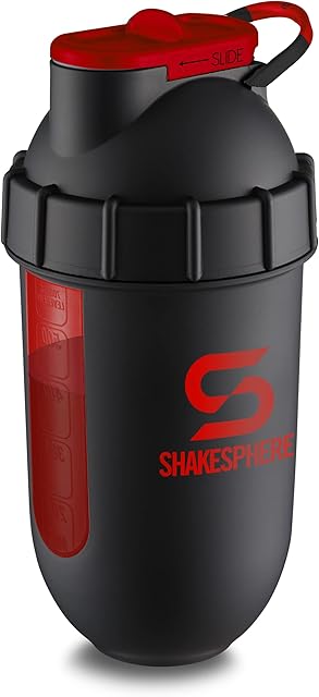 ShakeSphere Tumbler VIEW: Protein Shaker Bottle Smoothie Cup with Clear Window, 24 oz - Bladeless Blender Cup Purees Fruit, No Mixing Ball - Drink Powder Shake Mixer for Pre Workout, Gym- Flex Wheeler
