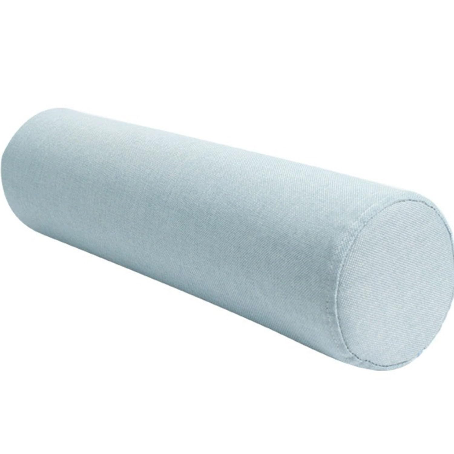 JORTUIO Round Neck Pillow Roll Cervical Support Pillows Linen Cylinder Bolster Pillow for Bed Couch Lumbar Support Long Pillow Removable, for Head, Neck, Back And Legs(Light Blue,12cmx90cm)